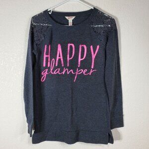 Arizona Jean Co. "Happy Glamper" Lace Accent Womens Long Sleeve Top Medium
